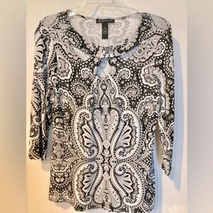INC International Concepts B&W Boho Keyhole Cut-out Tunic Size PL